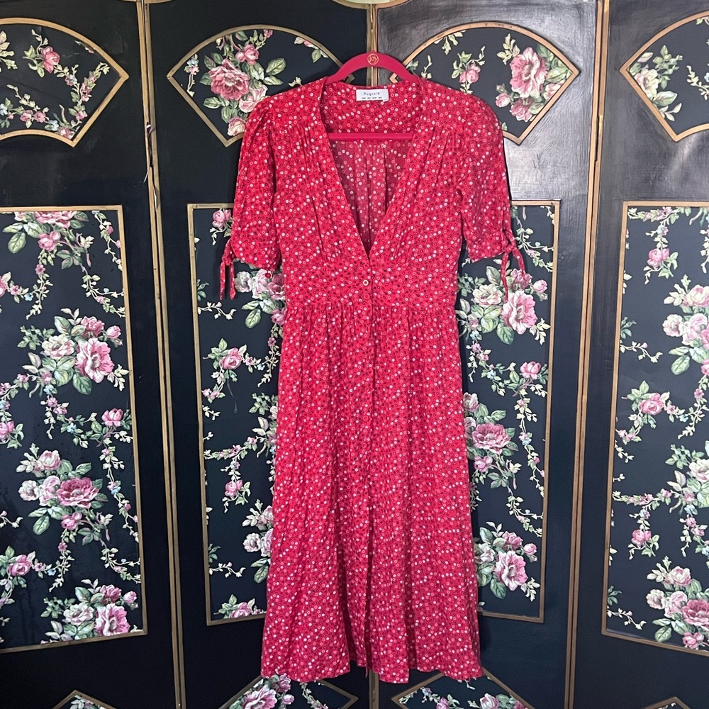 Arnhem Daphne Red Floral Midi Dress
